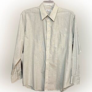 💥Tan Pierre Cardin Dress Shirt Long Sleeve Button Up Business 17” 34/35”